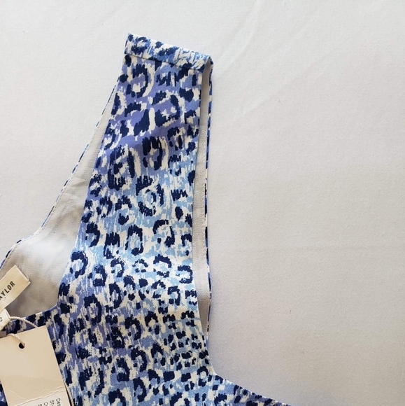 Rebecca Taylor silk sleeveless blue figured crop t - Picture 4 of 6